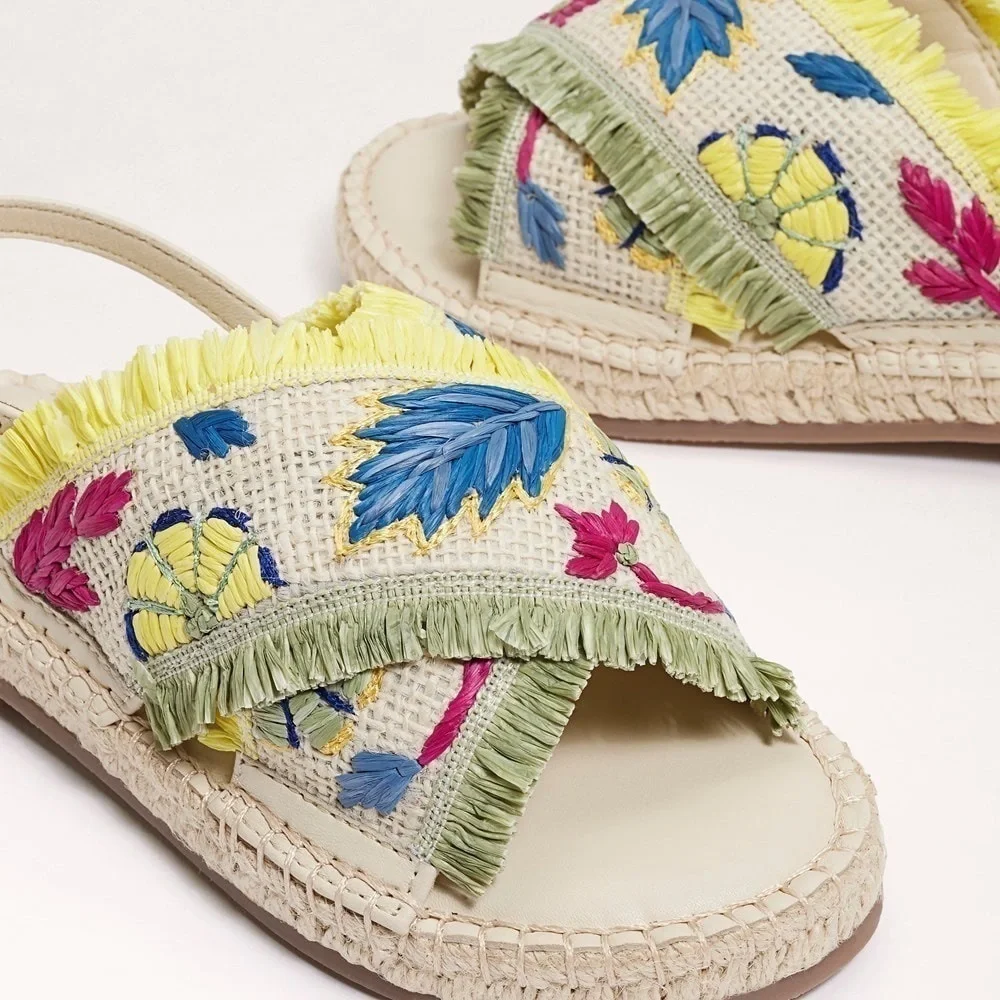 NWOT Sam Edelman Kayden Boho Espadrille Woven Slingback Peep Toe Kids Sandals